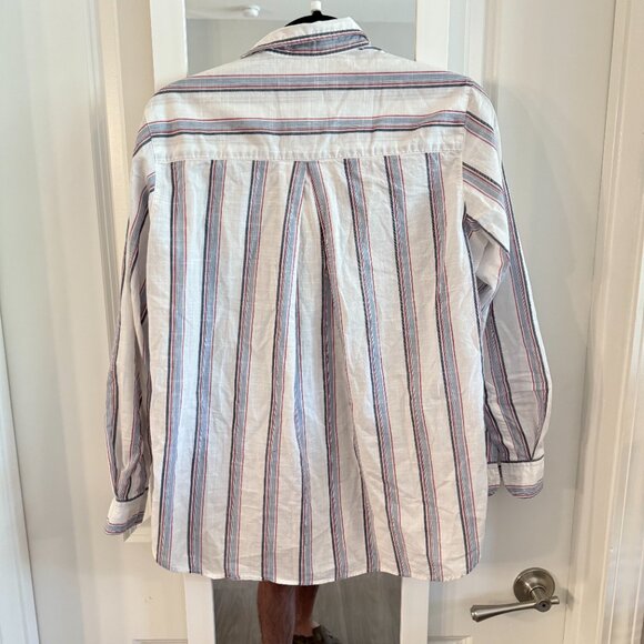 Grayson The Hero Button Down Shirt Blue White Red Stripes By Frank & Eileen - Picture 6 of 6